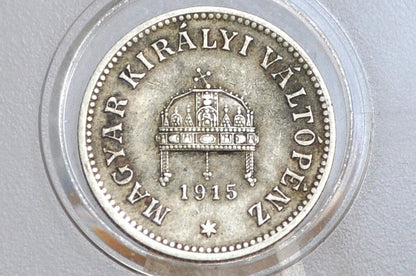 1915 Hungary 10 Filler - UNC Condition, Awesome Design - Crown of St. Stephen - Joseph I -