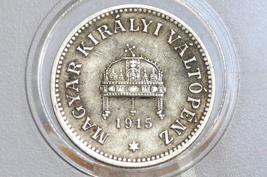 1915 Hungary 10 Filler - UNC Condition, Awesome Design - Crown of St. Stephen - Joseph I -