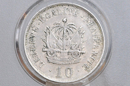 Rarer 1906 Haiti 10 Centimes - AU Condition - First Republic of Haiti - Haiti 10 Cent 1906 -