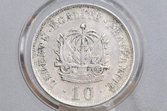 Rarer 1906 Haiti 10 Centimes - AU Condition - First Republic of Haiti - Haiti 10 Cent 1906 -
