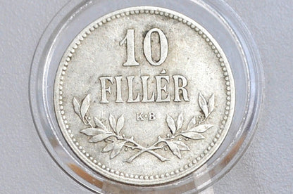 1915 Hungary 10 Filler - UNC Condition, Awesome Design - Crown of St. Stephen - Joseph I -