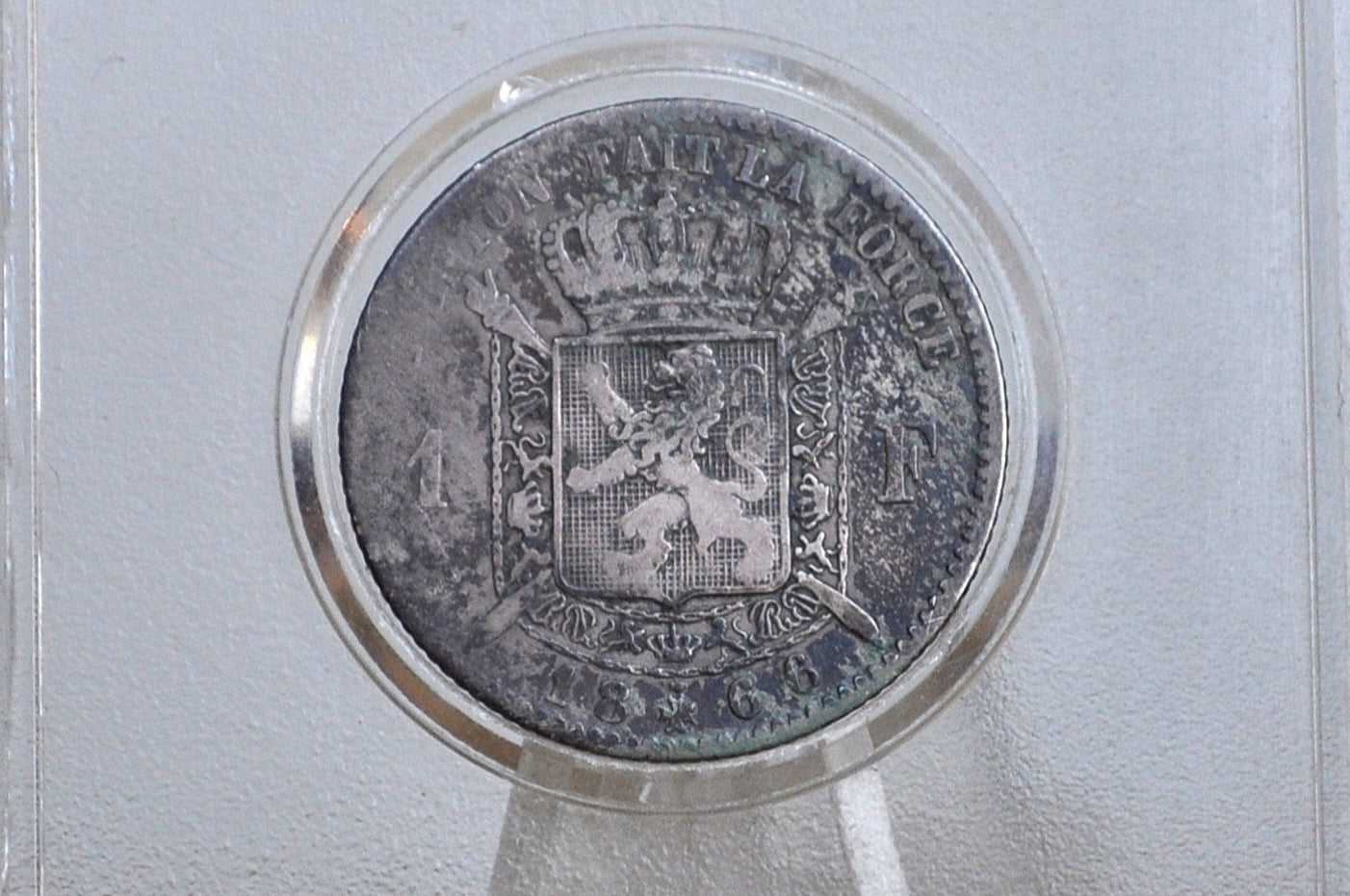 1866 Silver Belgian 1 Franc - Leopold II - Great Condition - 80% Silver Belgian 1 Franc Coin 1866 - Belgium Coins -