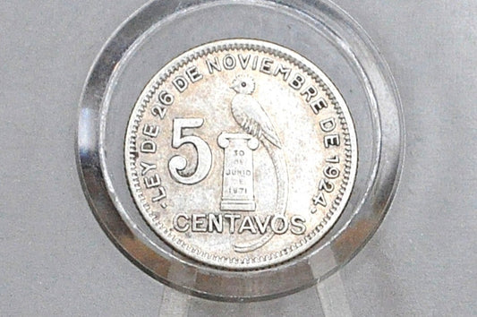 Rarer 1934 Silver Guatemala 5 Centavos - Great Condition - Republic of Guatemala Coin - Guatemala Quetzal -
