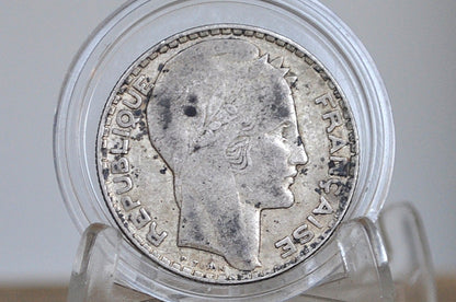 1931 Silver French 10 Franc Coin - VF/XF Condition - 1930s Silver Franc - Third Republic of France Silver Franc -