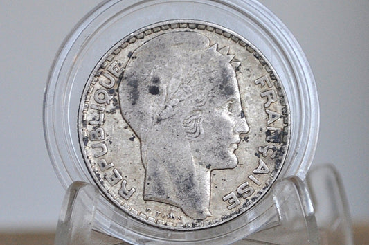 1931 Silver French 10 Franc Coin - VF/XF Condition - 1930s Silver Franc - Third Republic of France Silver Franc -