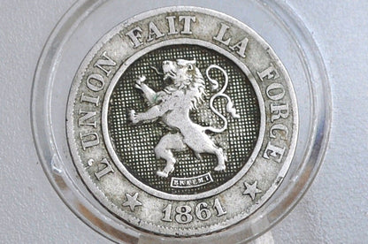 1861 Netherlands 10 Centimes Coin - Great Condition - King Leopold I - 1800s Netherland Coin - -