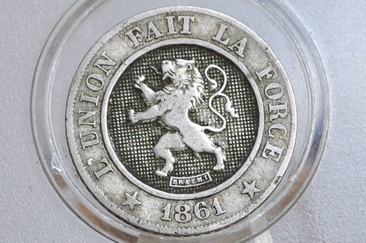 1861 Netherlands 10 Centimes Coin - Great Condition - King Leopold I - 1800s Netherland Coin - -