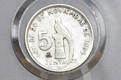 Rarer 1945 Silver Guatemala 5 Centavos - Great Condition - Republic of Guatemala Coin - Guatemala Quetzal -