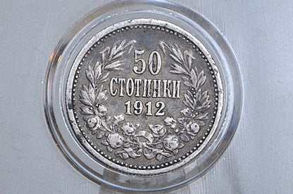 Bulgaria 1912 Silver 50 Stotinki - Ferdinand I - VF/XF Condition - Silver Bulgarian Stotinki -