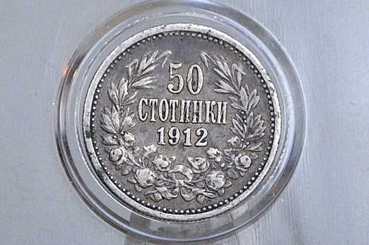 Bulgaria 1912 Silver 50 Stotinki - Ferdinand I - VF/XF Condition - Silver Bulgarian Stotinki -