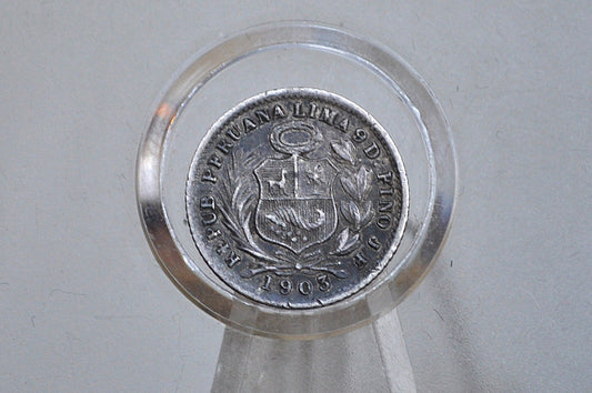 1903 Silver Peru 1/2 Dinero - 1903 One Half Dinero TF  - Great Condition - Republica Peruana Lima - Banco Central De Reserva Del Peru -