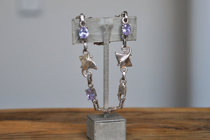 Rare 950 Silver Amethyst Manta Ray Bracelet - 8 Inches - 95% Silver Manta Ray Bracelet - Amethyst and Silver Bracelet