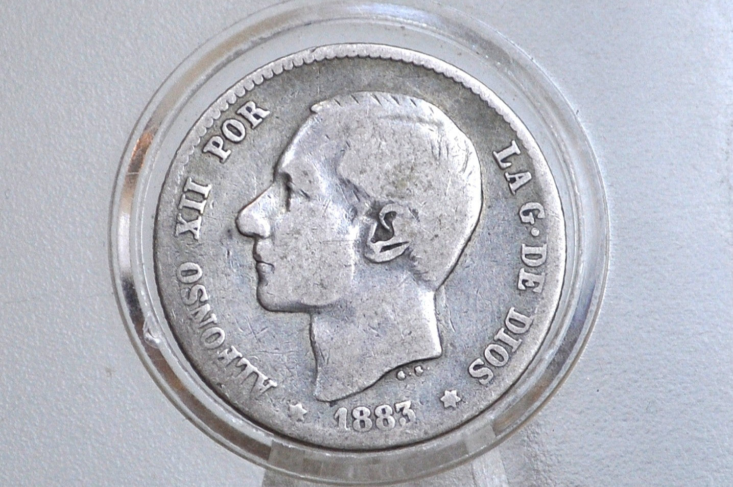 1883 Silver Spain 1 Peseta - F/VF Condition - Spanish Silver Una Peseta Coin 1883 - Alfonso XII -