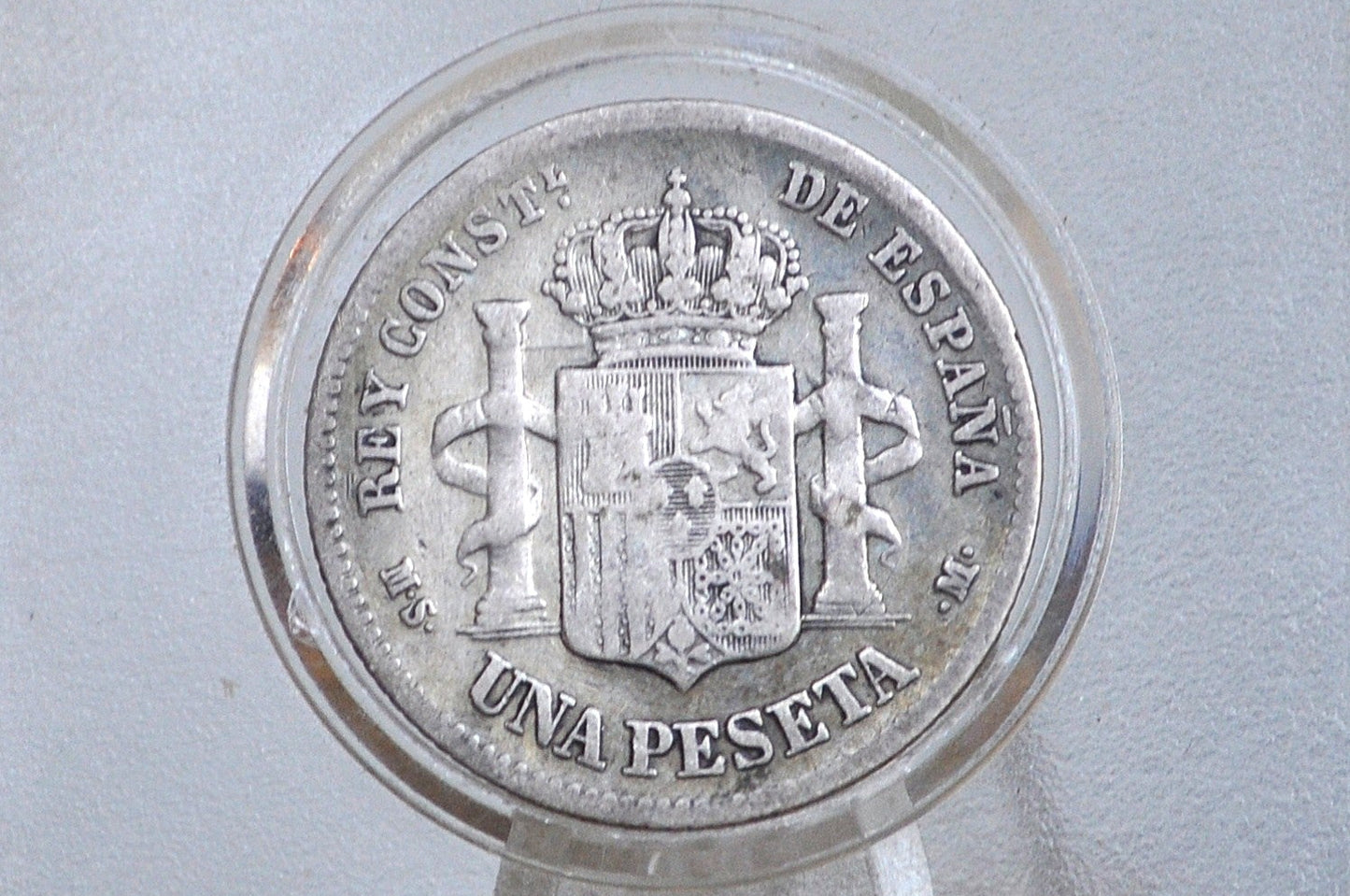 1883 Silver Spain 1 Peseta - F/VF Condition - Spanish Silver Una Peseta Coin 1883 - Alfonso XII -