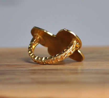 Brown Butterfly Floral Enamel Vintage Napkin Ring 1pc - One Brown Butterfly with Floral Detailing Napkin Ring