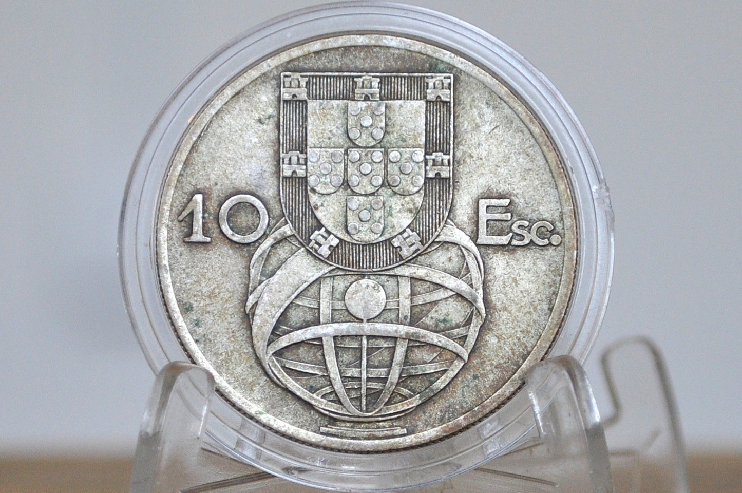 1954 Portuguese Silver 10 Escudos Portugal - Great Condition - Beautiful Design - Republica Portugesa Ten Escudos 1954 -