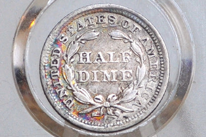 1853 Half Dime - AU , Beautiful Coin - 1853 Seated Liberty Half Dime - Early American Coin - 1853 Silver Half Dime Liberty Seated