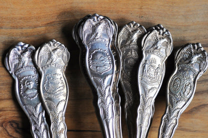 State Spoons! Large Lot of Antique Silverplated State Spoons - WM Rogers & Sons Spoons - Eagle Atop Spoon