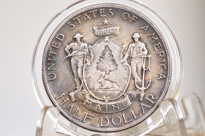 1920 Maine Centennial Half Dollar - AU (Toned) - State of Maine Silver Commemorative Half Dollar 1920, Scarce