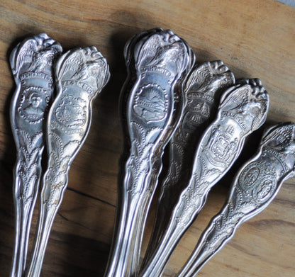 State Spoons! Large Lot of Antique Silverplated State Spoons - WM Rogers & Sons Spoons - Eagle Atop Spoon