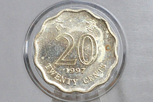 1997 Hong Kong Twenty Cents - Great Grade / Condition - Orchid Flower - Twenty Centimes Hong Kong -