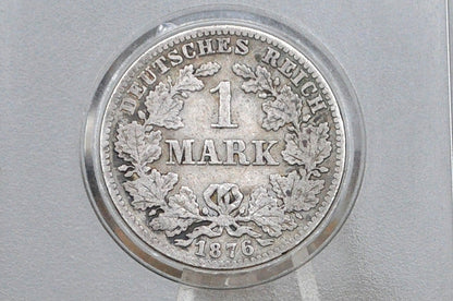 1876 German 1 Mark, C Mint Mark - Fine Condition, Great Details - German Empire Silver One Mark 1876, Frankfurt Mint Silver Mark 1876, Great Coin