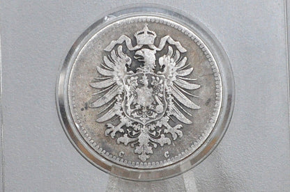 1876 German 1 Mark, C Mint Mark - Fine Condition, Great Details - German Empire Silver One Mark 1876, Frankfurt Mint Silver Mark 1876, Great Coin