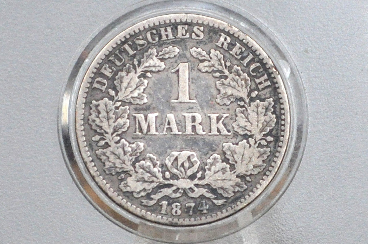 1874 German 1 Mark, D Mint Mark - VF Condition - German Empire Silver One Mark 1874, Silver Mark 1874B, Great Coin -