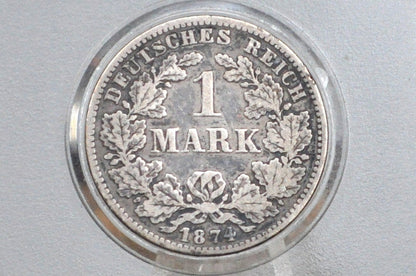 1874 German 1 Mark, D Mint Mark - VF Condition - German Empire Silver One Mark 1874, Silver Mark 1874B, Great Coin -