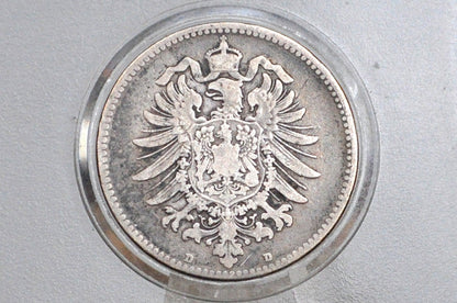 1874 German 1 Mark, D Mint Mark - VF Condition - German Empire Silver One Mark 1874, Silver Mark 1874B, Great Coin -