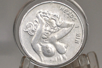 Risqué Heads/Tails Game Tokens - Heads I win, Tails you lose Tokens - Naked Lady Game Tokens