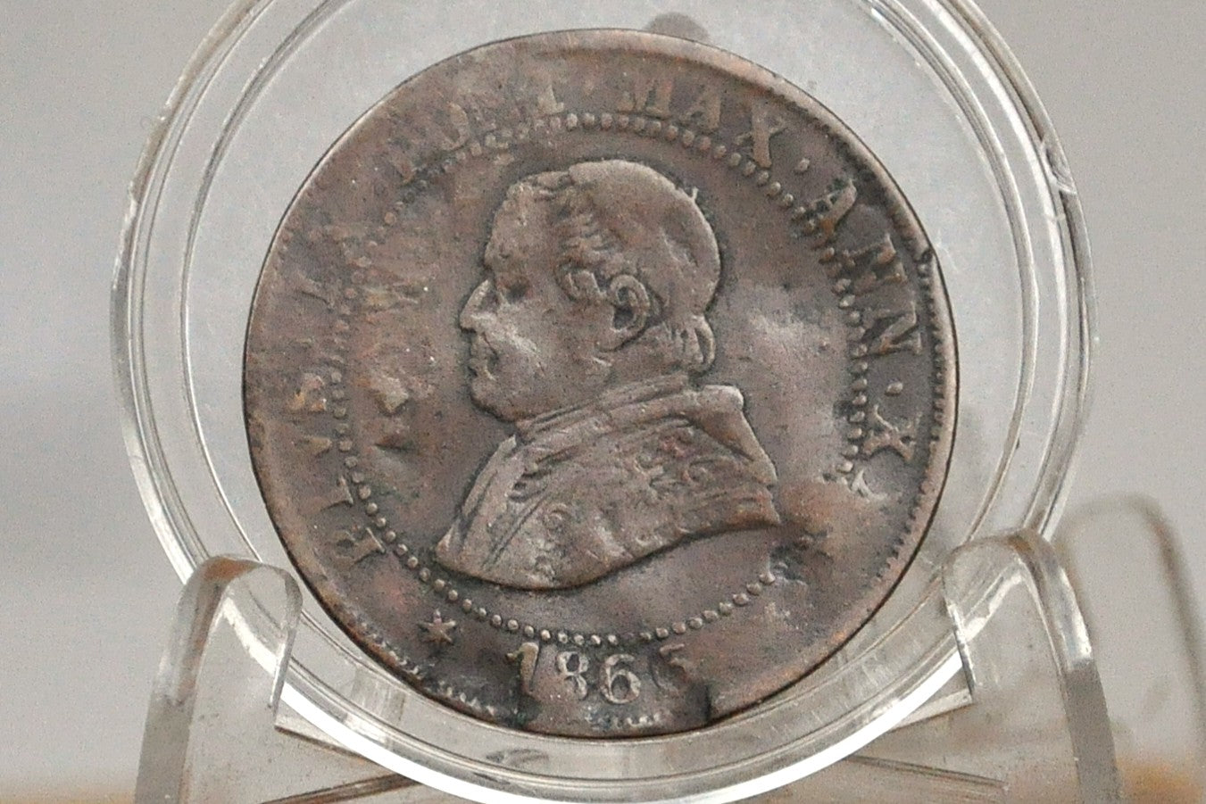 1866 1 Soldo Italian Papal States Vatican City Coin - Pope Pius IX Coin - Vatican City Pope Pius IX Coin