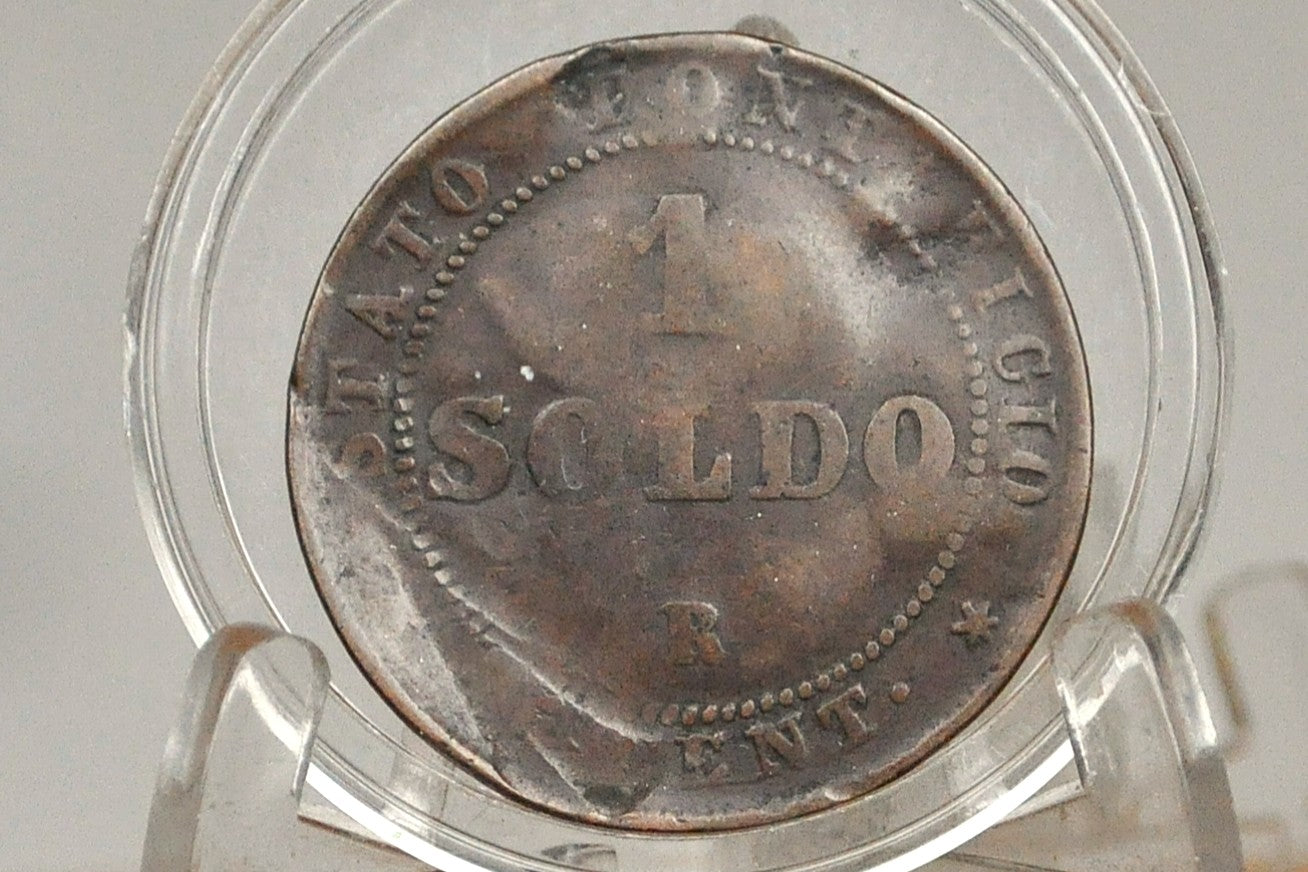 1866 1 Soldo Italian Papal States Vatican City Coin - Pope Pius IX Coin - Vatican City Pope Pius IX Coin