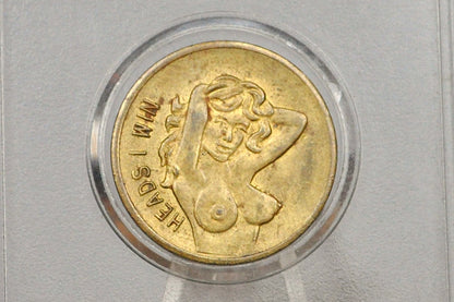 Risqué Heads/Tails Game Tokens - Heads I win, Tails you lose Tokens - Naked Lady Game Tokens