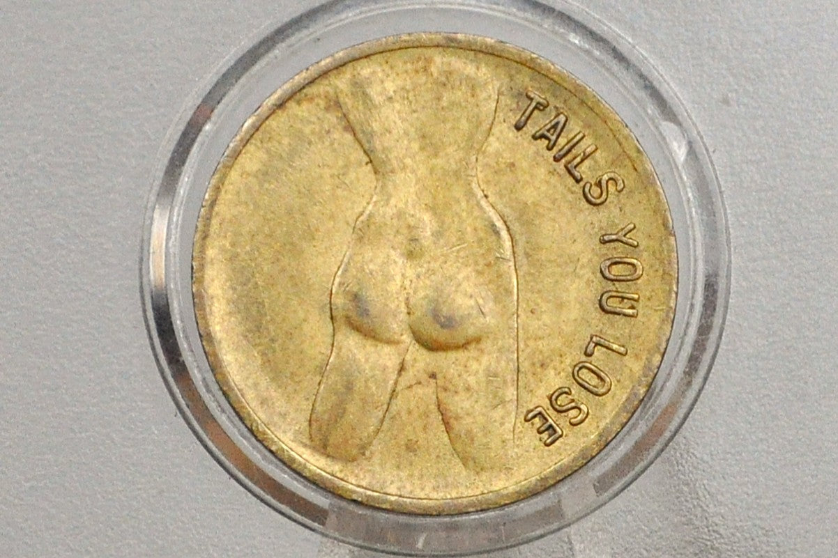 Risqué Heads/Tails Game Tokens - Heads I win, Tails you lose Tokens - Naked Lady Game Tokens