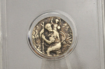 Rare St. Christopher Buggy Car Medal - Religious Protection Medal - Patron of Travelers Medal - Antique Car St. Christopher