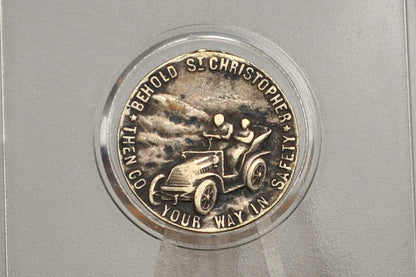 Rare St. Christopher Buggy Car Medal - Religious Protection Medal - Patron of Travelers Medal - Antique Car St. Christopher