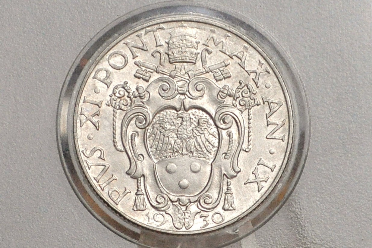 1930 Vatican City 50 Centesimi Coin - Vatican City Michael Archangel Coin - St. Michael the Archangel Coin