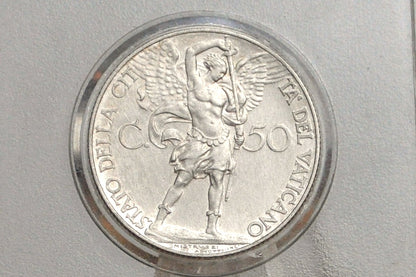 1930 Vatican City 50 Centesimi Coin - Vatican City Michael Archangel Coin - St. Michael the Archangel Coin