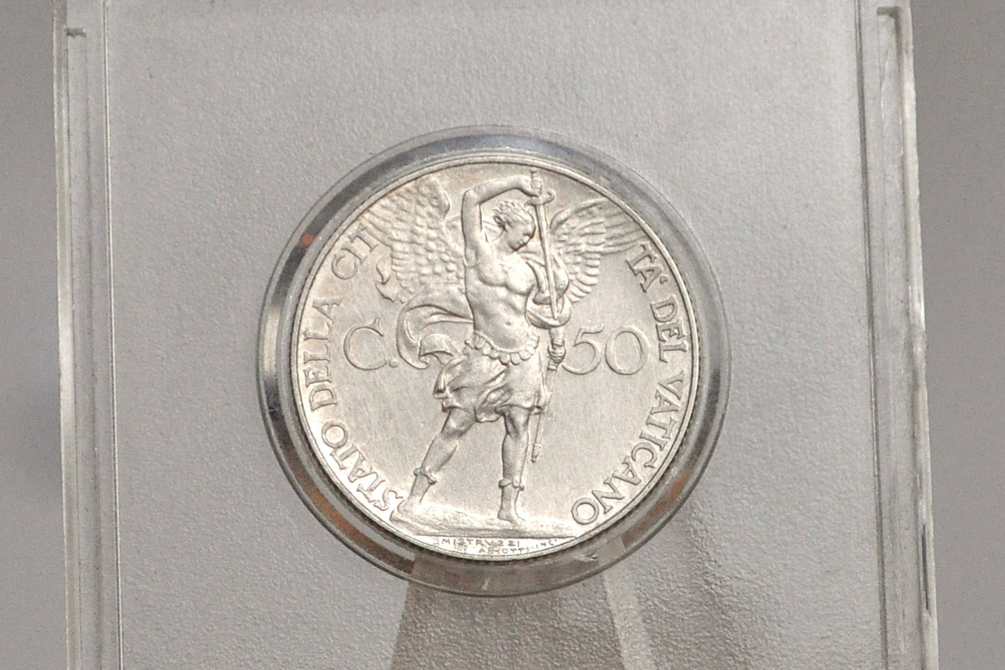 1930 Vatican City 50 Centesimi Coin - Vatican City Michael Archangel Coin - St. Michael the Archangel Coin
