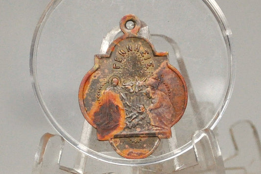 Antique Very Rare Nativity Scene and Baptism of Jesus Pendant - Old Greek Catholic Medal - Aged Greek Pendant