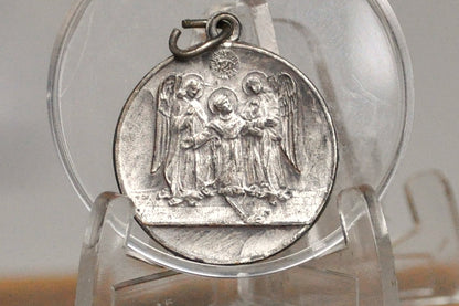 Vintage St. Thomas Aquinas and Virgin of Pompei Pendant - Catholic Medals - Christianity Pendants