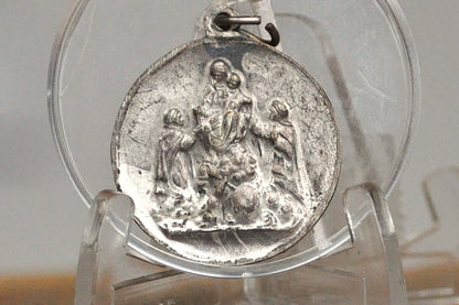 Vintage St. Thomas Aquinas and Virgin of Pompei Pendant - Catholic Medals - Christianity Pendants