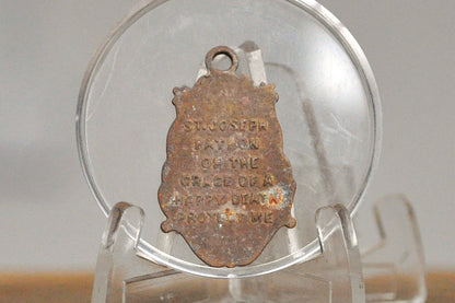 Antique St. Joseph Patron of the Grace of a Happy Death Medal Pendant - Christian Medal - Religious Medal