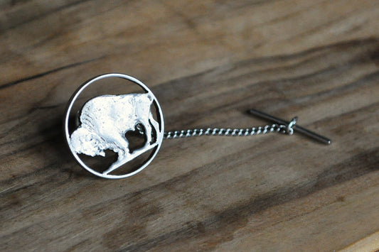 Handmade Buffalo Nickel Cutout Cufflink Pin - Handcrafted Cufflink Pin - Buffalo Nickel Commemorative Cutout Cufflink