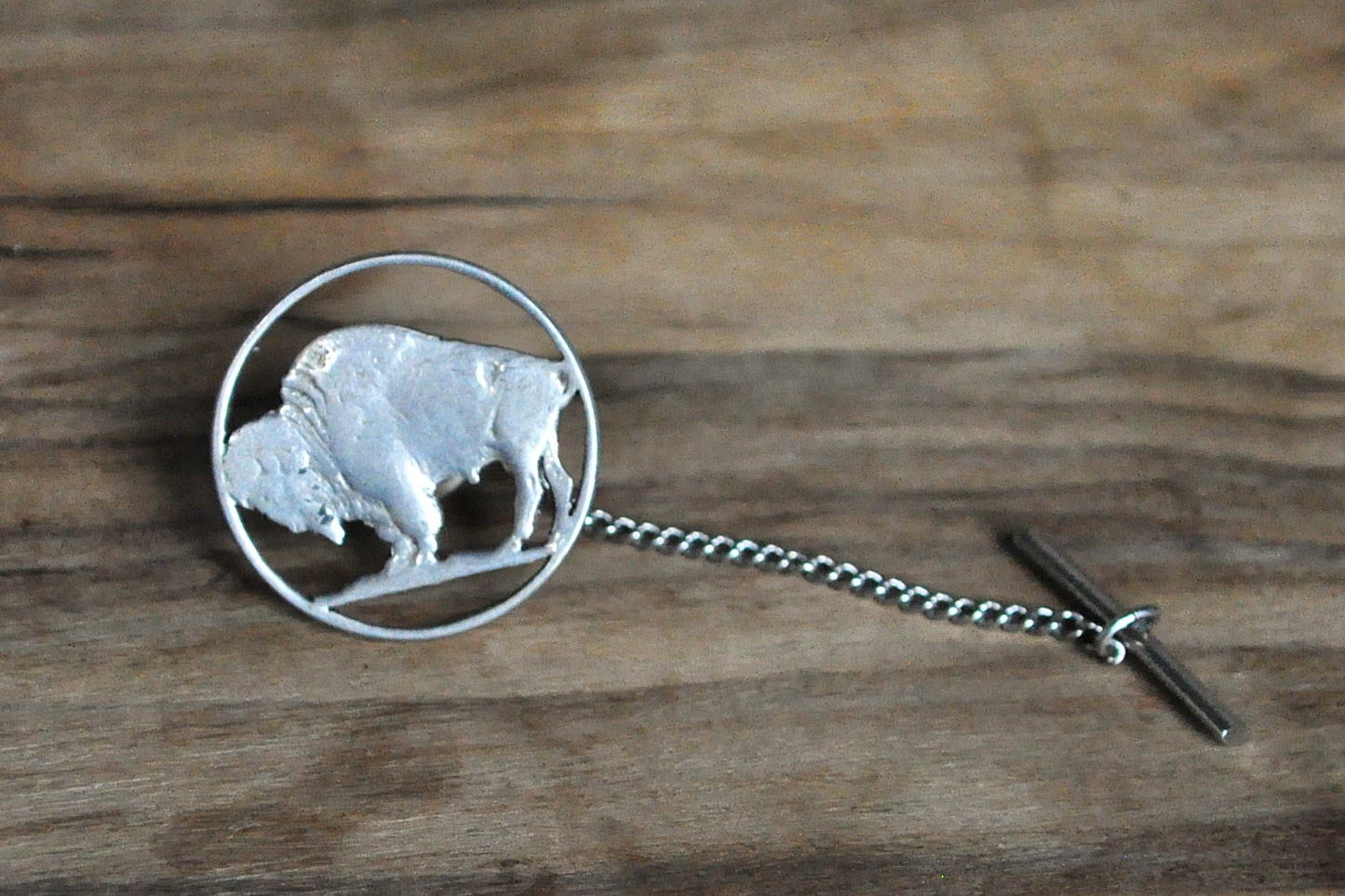 Handmade Buffalo Nickel Cutout Cufflink Pin - Handcrafted Cufflink Pin - Buffalo Nickel Commemorative Cutout Cufflink