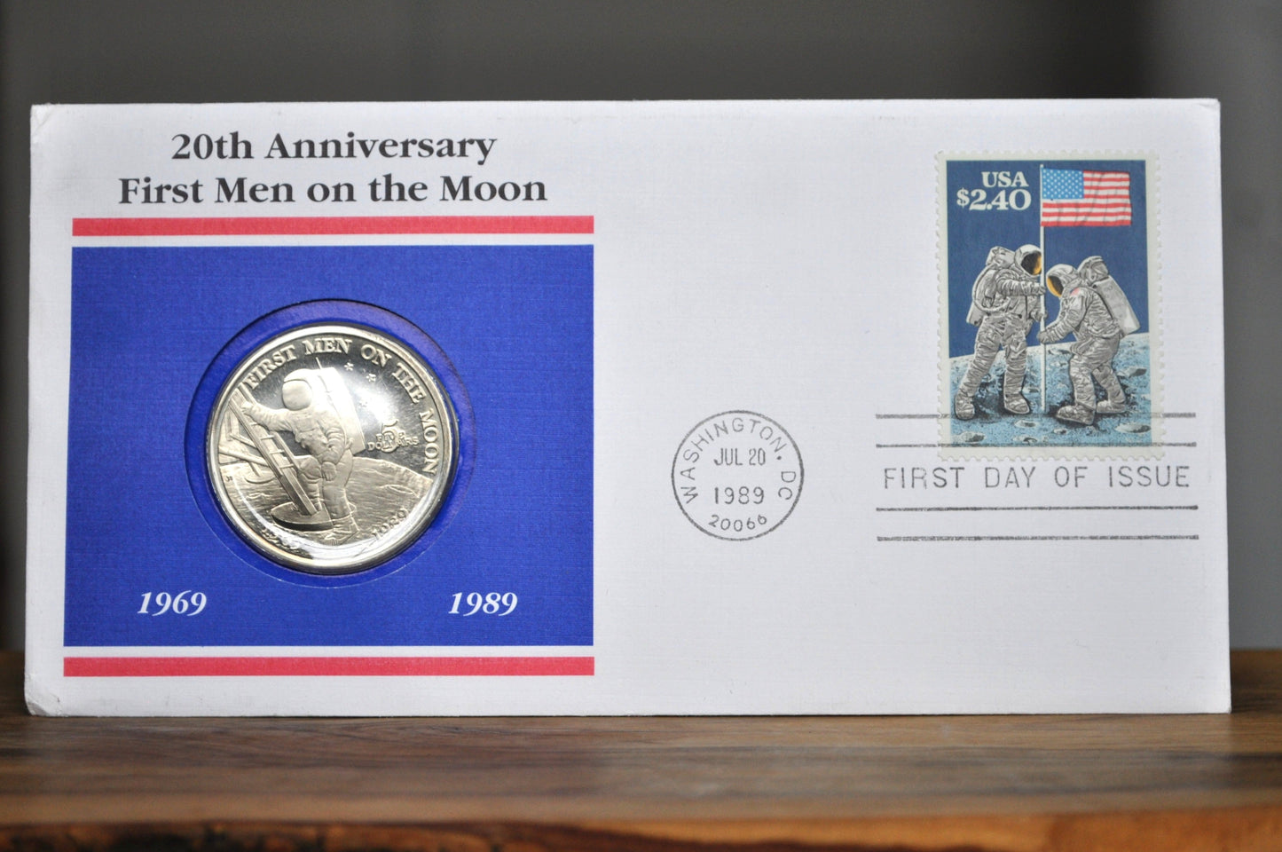 NASA United States Apollo 11 20th Anniversary Commemorative Five Dollars 1989 - Uncirculated - Vintage US Spacetravel -