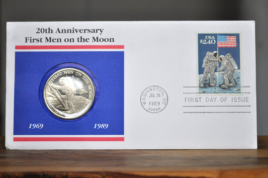 NASA United States Apollo 11 20th Anniversary Commemorative Five Dollars 1989 - Uncirculated - Vintage US Spacetravel -