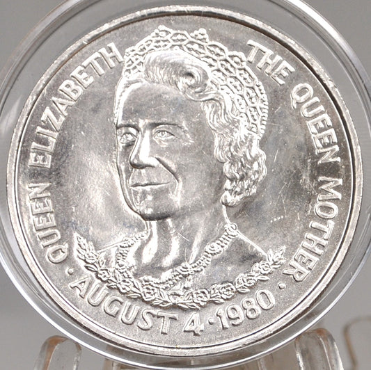 25 Pence Queen Mother Birthday - 1980 Twenty Five Pence Queen Elizabeth II Queen Mother Commemorative Birthday Issue