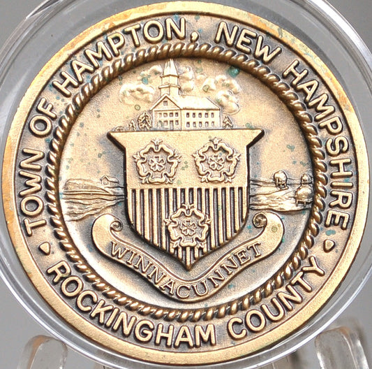 1976 Hampton, New Hampshire Bronze Town Medal Bicentennial - Bronze Town Medal of Hampton, New Hampshire Commemorative Token